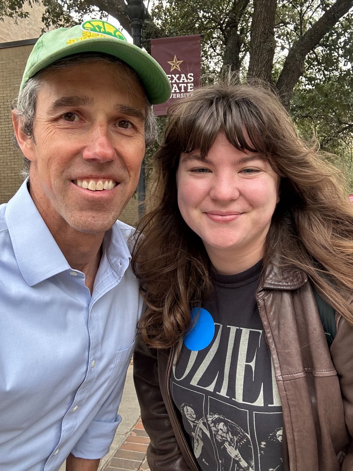 Beto with a student at Texas State.