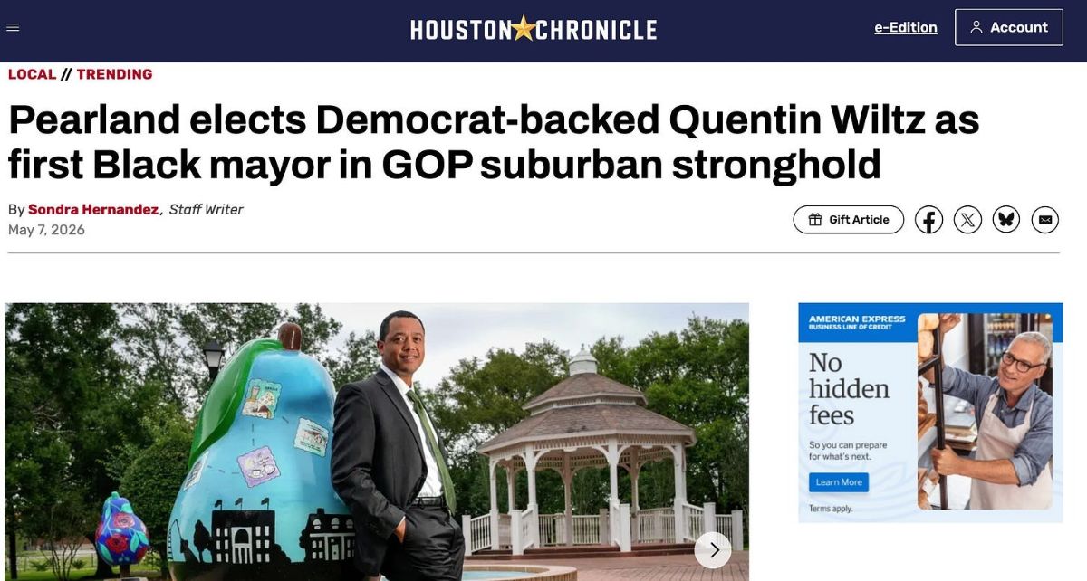 Pearland elects Democrat-backed Quentin Wiltz as first Black mayor in GOP suburban stronghold