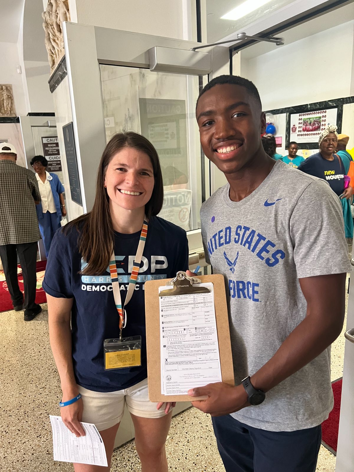 Volunteer with young prospective voter