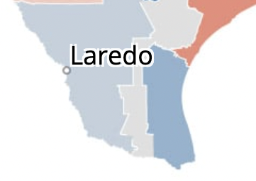 Laredo - Beto winning two of the new districts back in 2018.