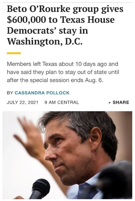 Beto O’Rourke group gives $600,000 to Texas House Democrats’ stay in Washington, D.C.