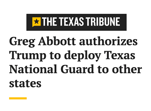 Greg Abbott authorizes Trump to deploy Texas National Guard to other states